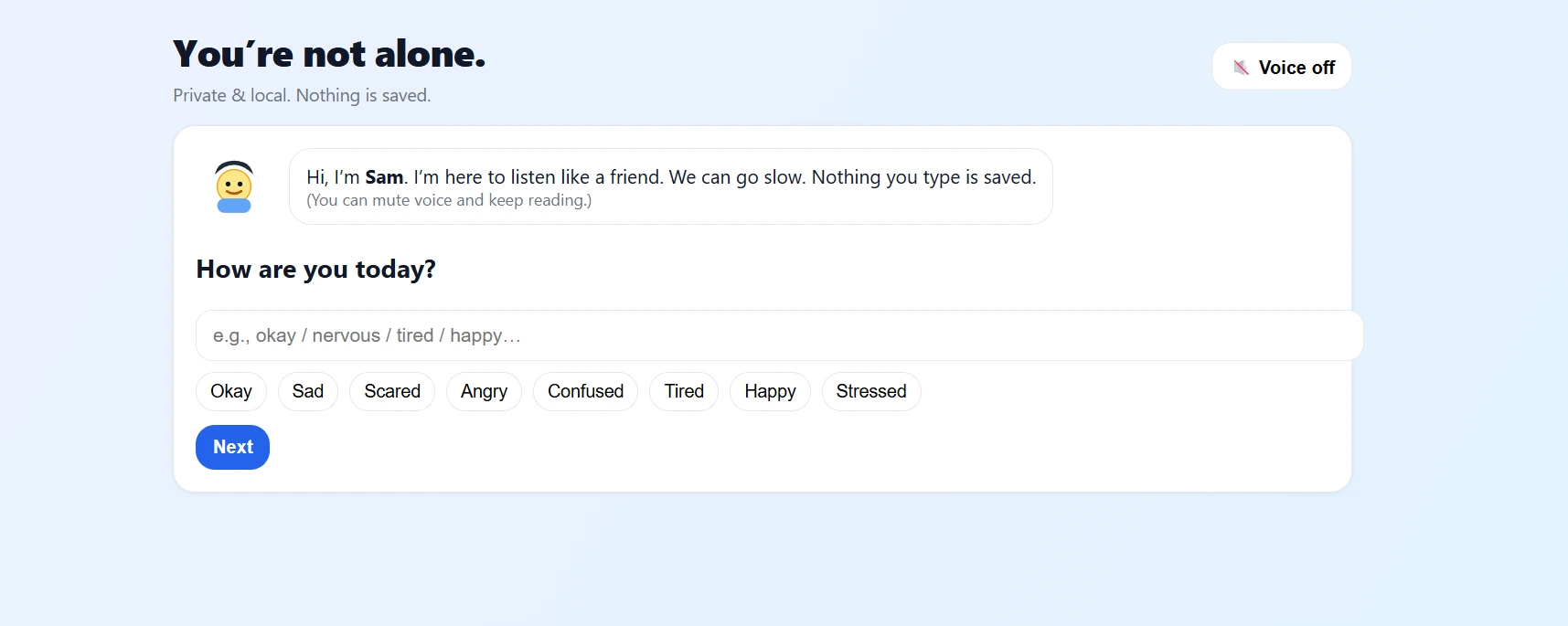 Screenshot of Friendly Safety App