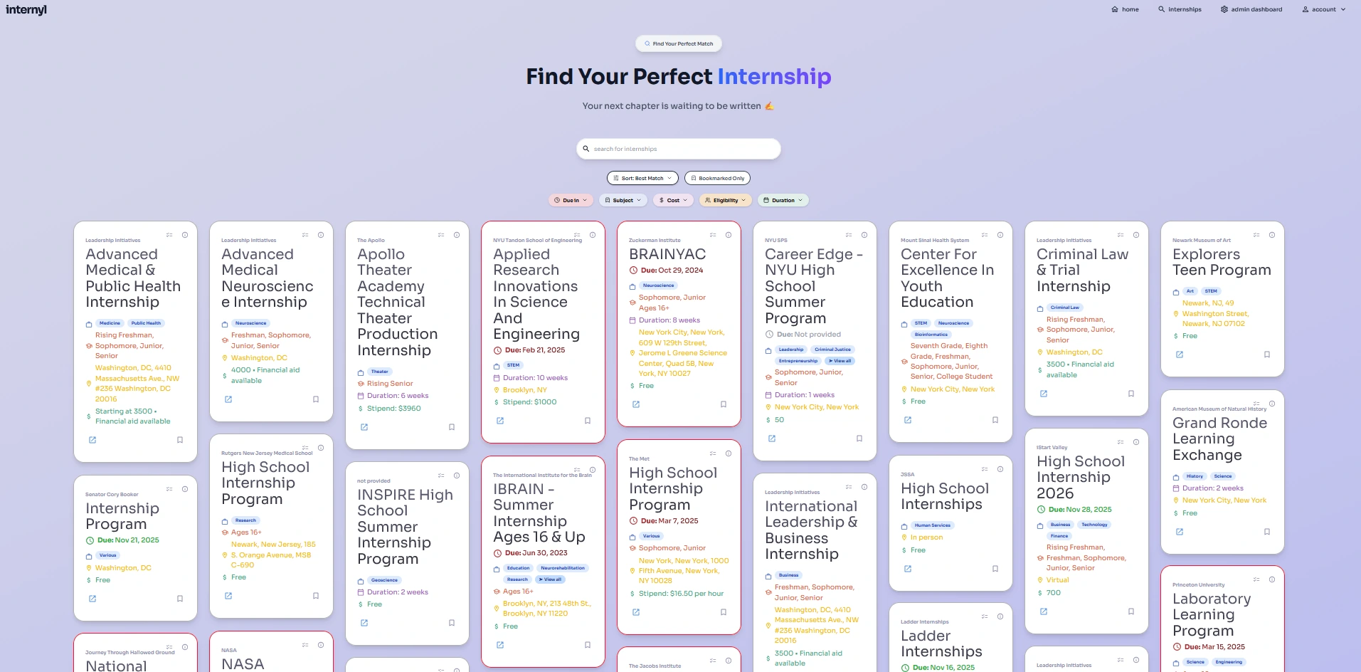 Screenshot of Internyl Dev
