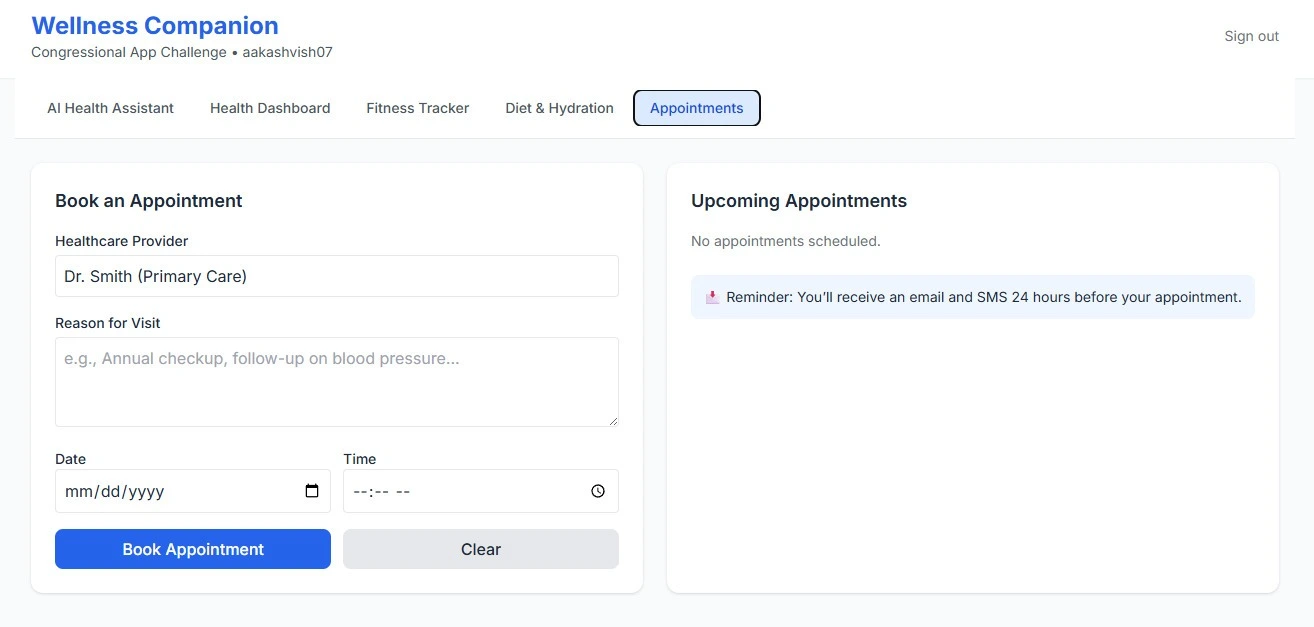 Screenshot of Healthcare Chatbot