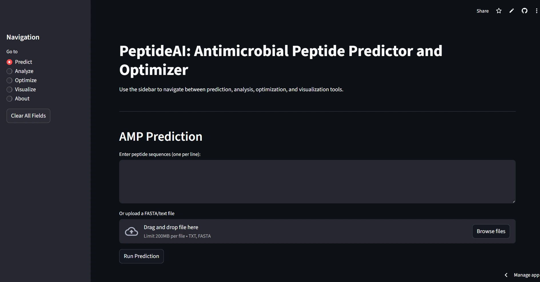 Screenshot of Peptideai