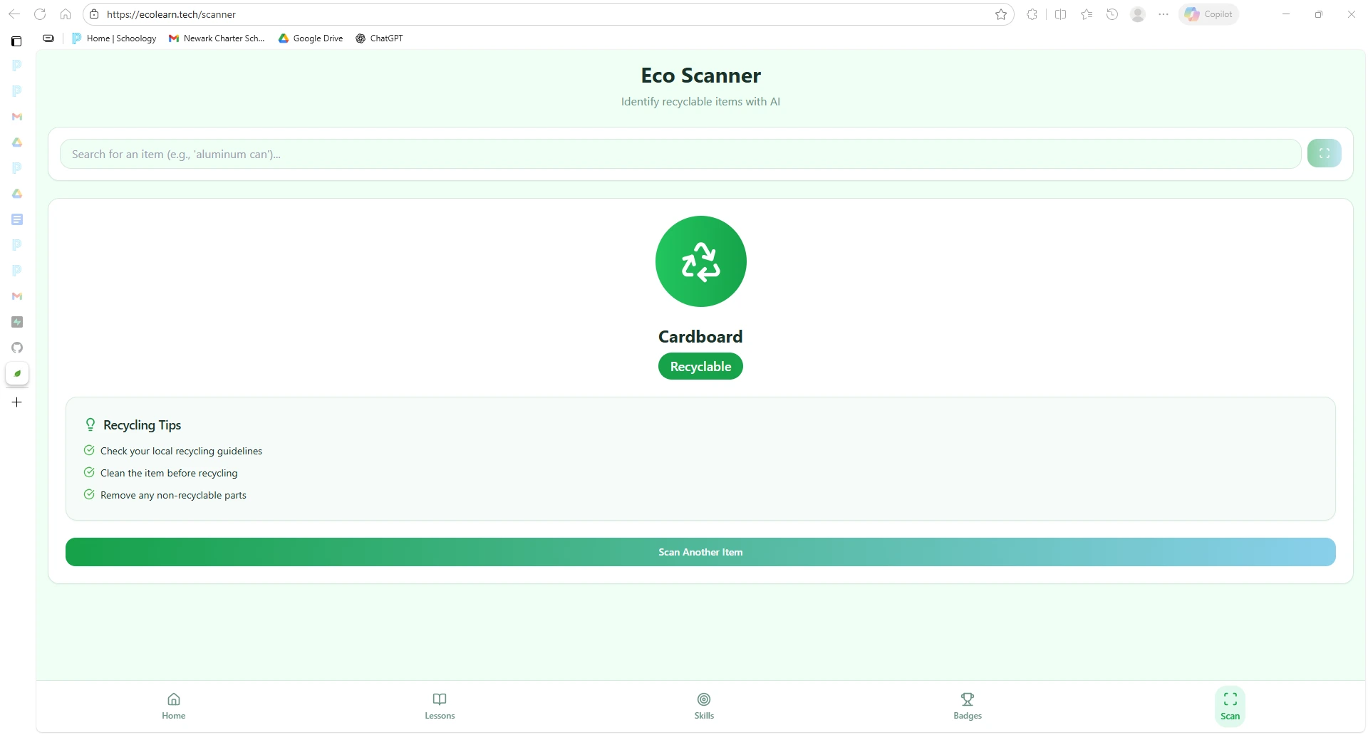 Screenshot of Ecolearn