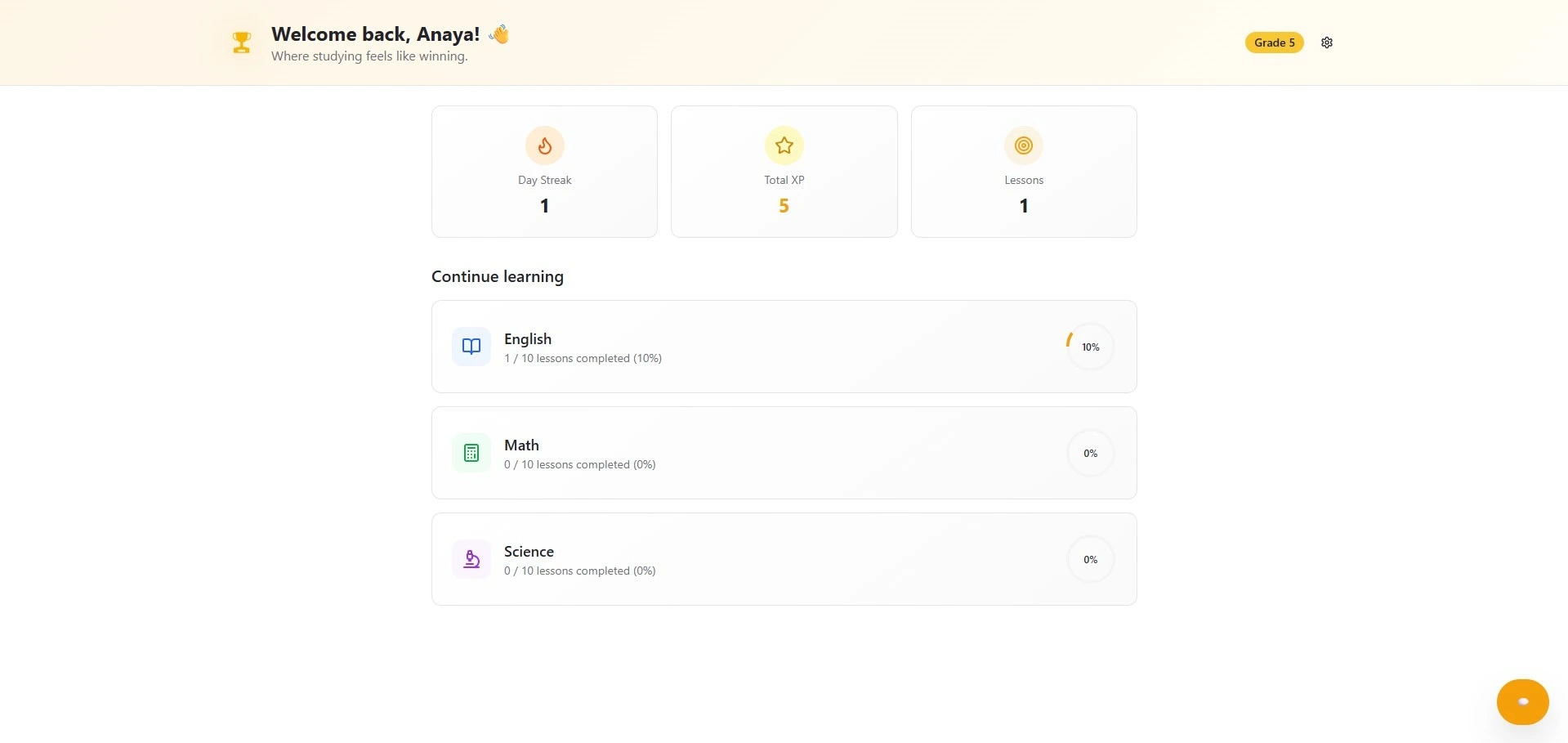 Screenshot of Study Buddy Win